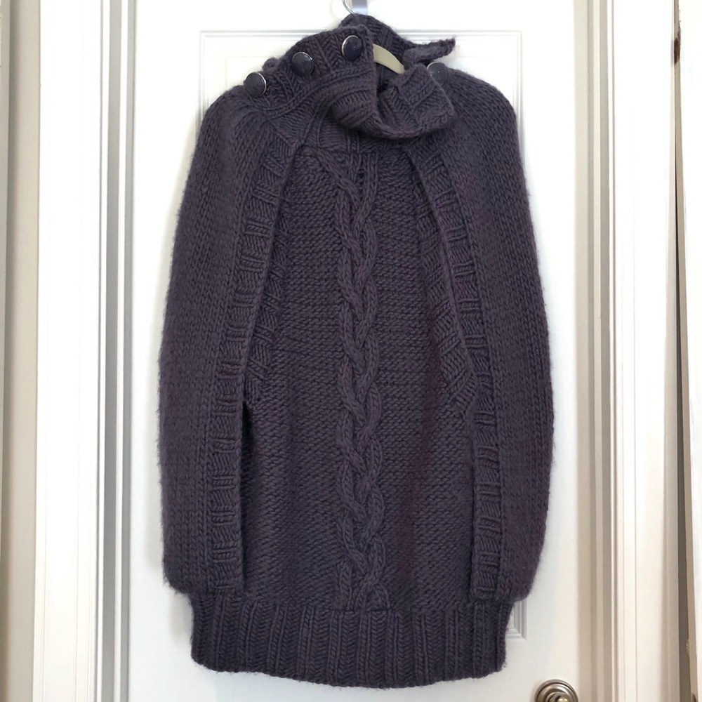 Anthropologie Twinkle 100% Wool Purple Sweater Cape Small